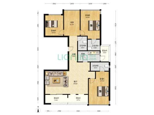 凤凰台 4室1厅3卫 149平方
