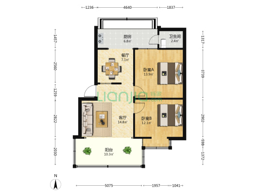 云南众新交通物资有限公司宿舍 2室2厅1卫 60平方