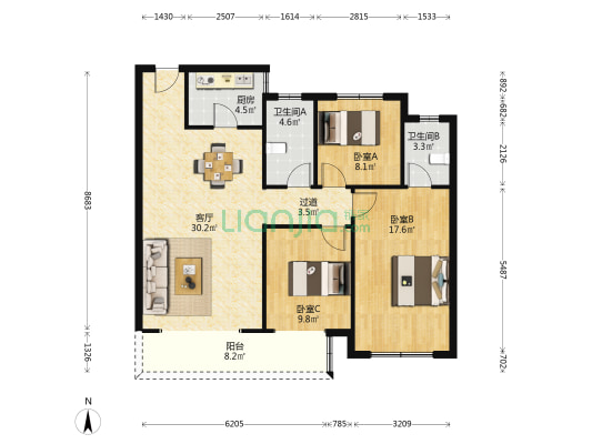 未来•书香里 3室1厅2卫 115平方