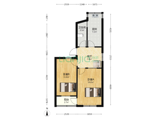 农林路84号院 2室1厅1卫 48平方