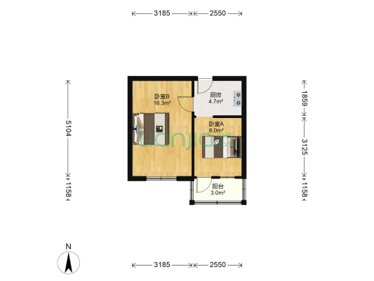航运西村 2室0厅0卫 41平方