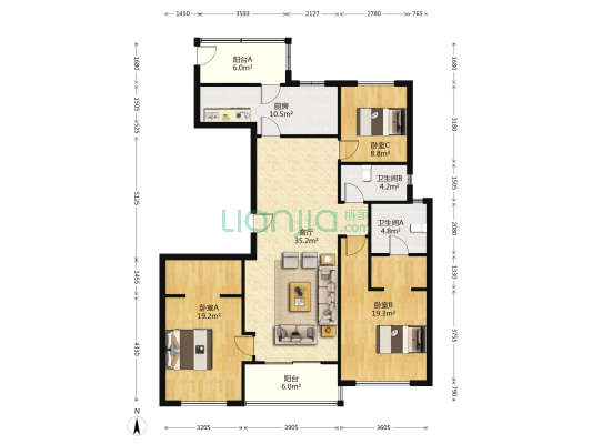 紫藤公馆 3室1厅2卫 141平方