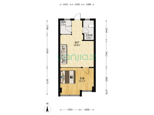 先锋青年公寓 1室1厅1卫 49平方