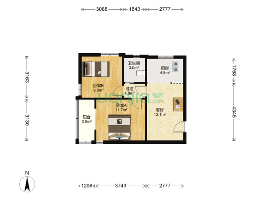 仁和花苑 2室1厅1卫 56平方
