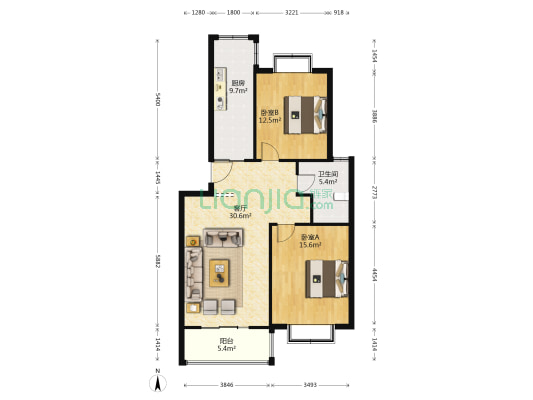 琴韵华庭 2室1厅1卫 90平方