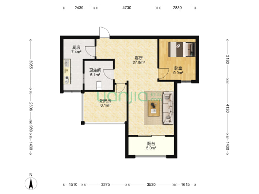 永平家园 1室1厅1卫 150平方