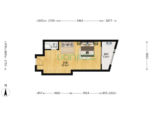 泉升同福公寓 1室0厅1卫 54平方