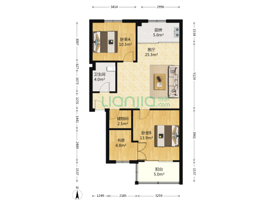 富春社区 3室1厅1卫 83平方