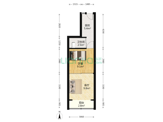 局北村 1室1厅1卫 36平方