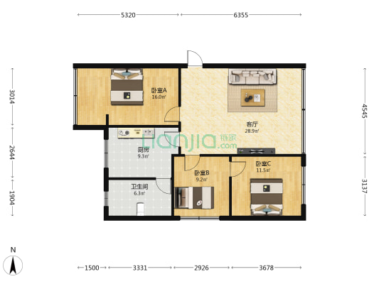 朝阳巷23号 3室1厅1卫 95平方