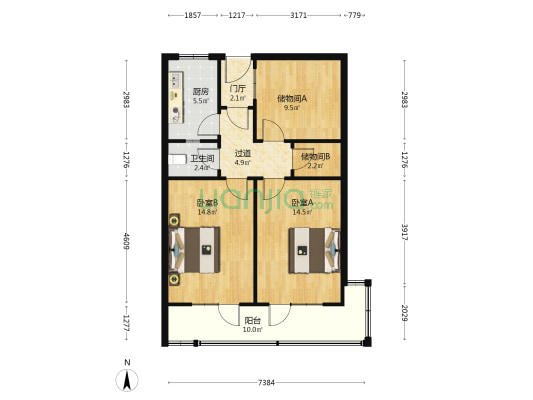 纺织工业供销公司家属院 2室0厅1卫 75平方