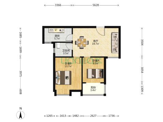 凯发苑三期 2室1厅1卫 72平方
