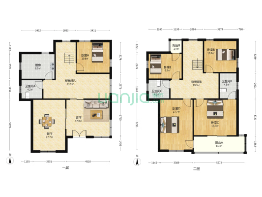 天虹三村 5室2厅3卫 188平方