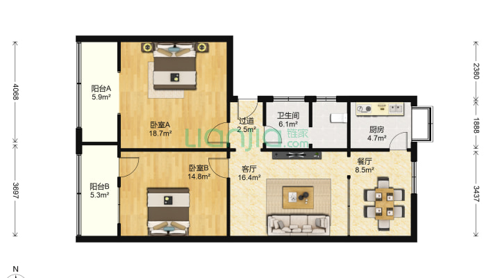 卓刀泉六合村二手房实景图