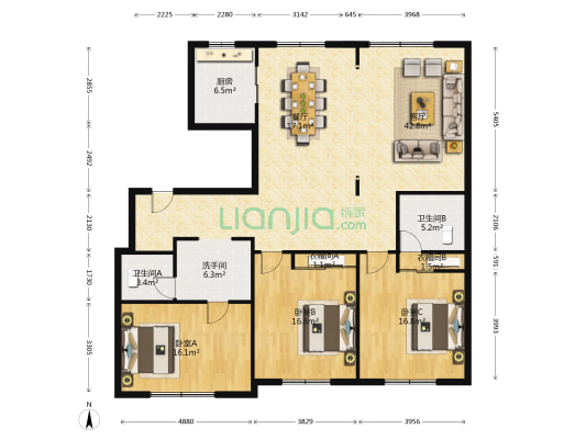三清山大道32号 3室2厅3卫 153平方