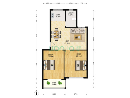 农翔苑 2室1厅1卫 85平方