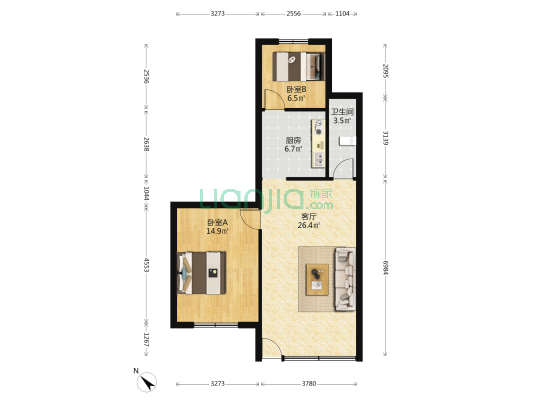 红叶小区 2室1厅1卫 85平方