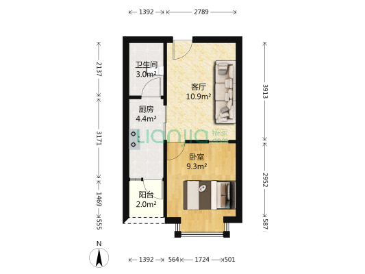 祥瑞大厦 1室1厅1卫 40平方