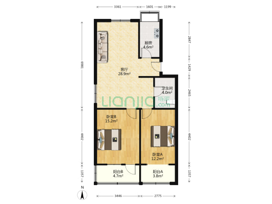 武汉机电工程学校宿舍 2室1厅1卫 88平方