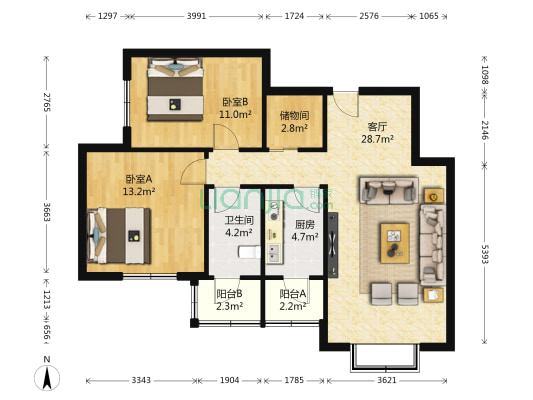 同心嘉园 2室1厅1卫 101平方