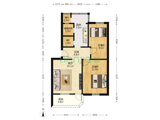 荷城街道二塑小区 2室1厅0卫 65平方
