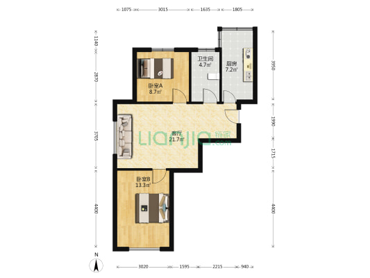 裕和家园 2室1厅1卫 76平方