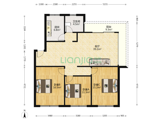 纺织街84号 3室1厅1卫 122平方