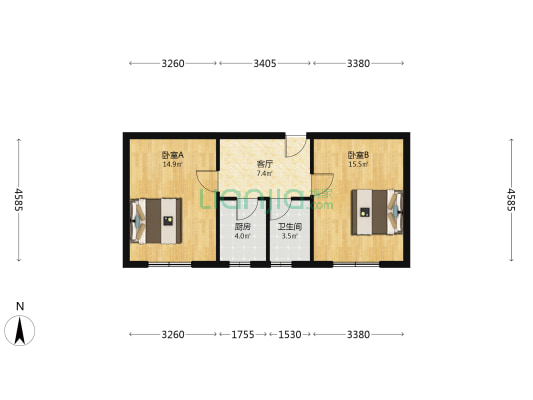 颐苑花园 2室1厅1卫 68平方
