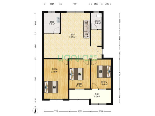 明四花苑小区 3室1厅1卫 130平方