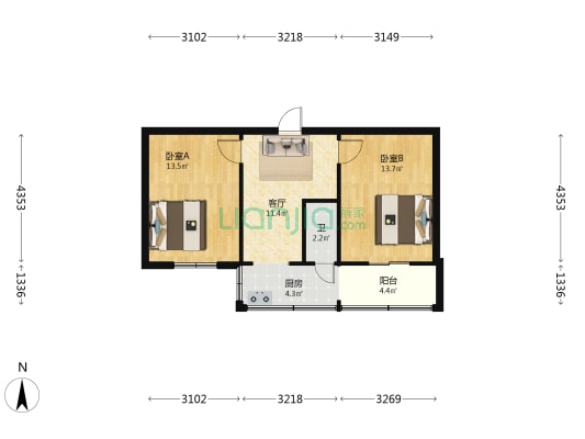 钱局街148号 2室1厅1卫 49平方