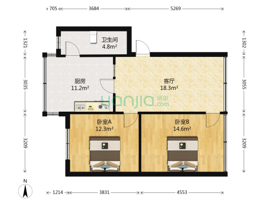 台子巷10号 2室1厅1卫 57平方