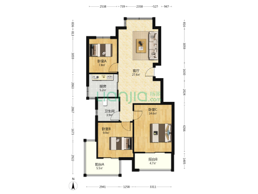 宜馨苑 3室1厅1卫 95平方