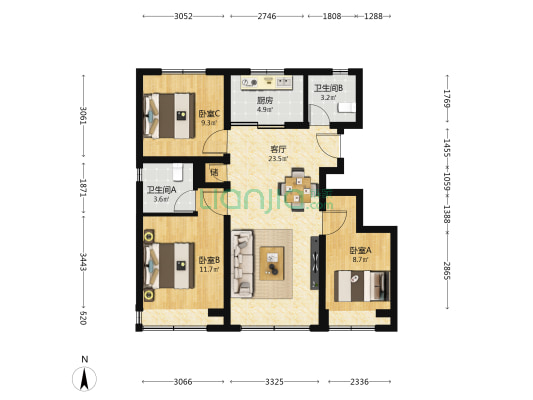 和锦华宸·悦境 3室1厅2卫 97平方