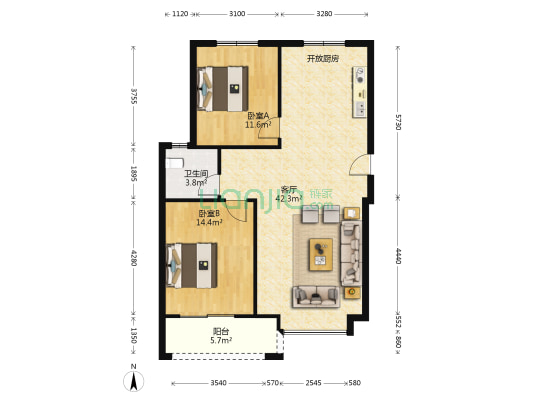 南阜御苑 2室1厅1卫 96平方