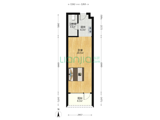 鲁商蓝岸丽舍 1室0厅1卫 46平方