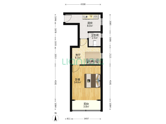 安化路115号 1室1厅1卫 46平方
