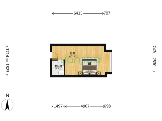 华霖金贸商厦 1室0厅1卫 48平方