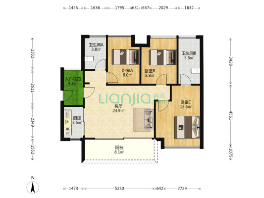 大壮名城 3室1厅2卫 93平方