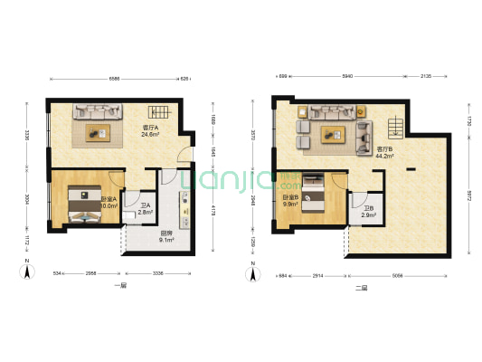 金辉优步大道 2室2厅2卫 120平方