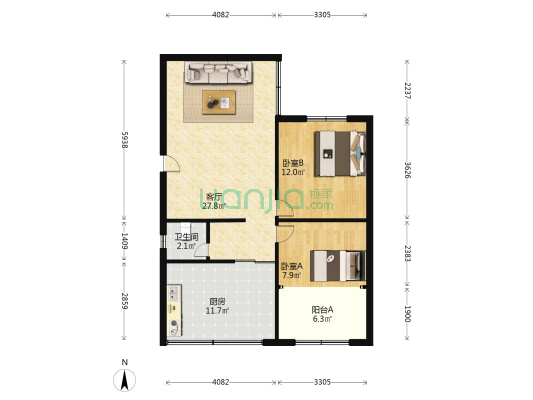 德才路29号 2室1厅1卫 86平方