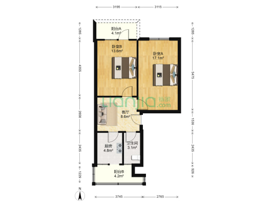 南彩社区 2室1厅1卫 65平方