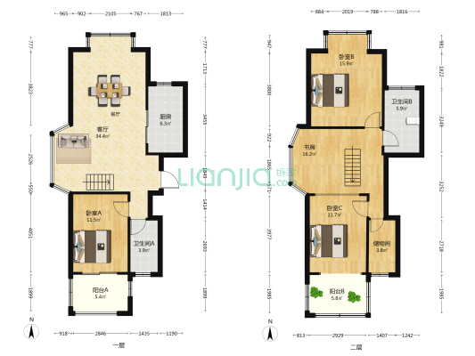 世纪名苑 4室1厅2卫 136平方