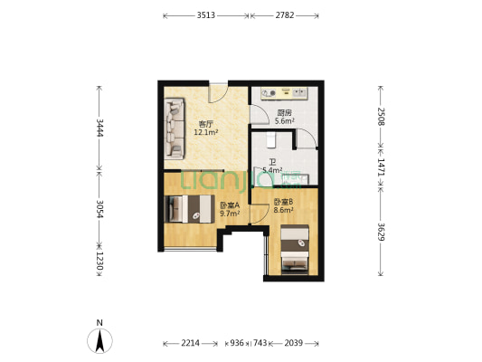凡阁 2室1厅1卫 49平方