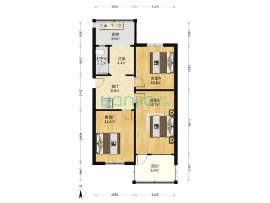 河南豫剧院一团家属院 3室1厅1卫 75平方