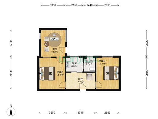 新马社区 3室1厅1卫 54平方