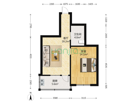 人民家园 1室1厅1卫 53平方