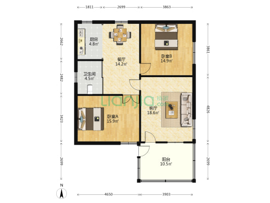 西苑小区 2室2厅1卫 108平方