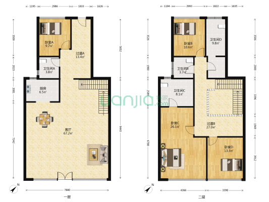 天琅 4室1厅4卫 130平方