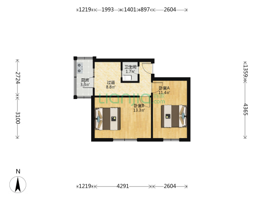 岐山街（大菜市商圈） 2室0厅1卫 50平方