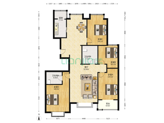 丽华苑 4室1厅2卫 180平方